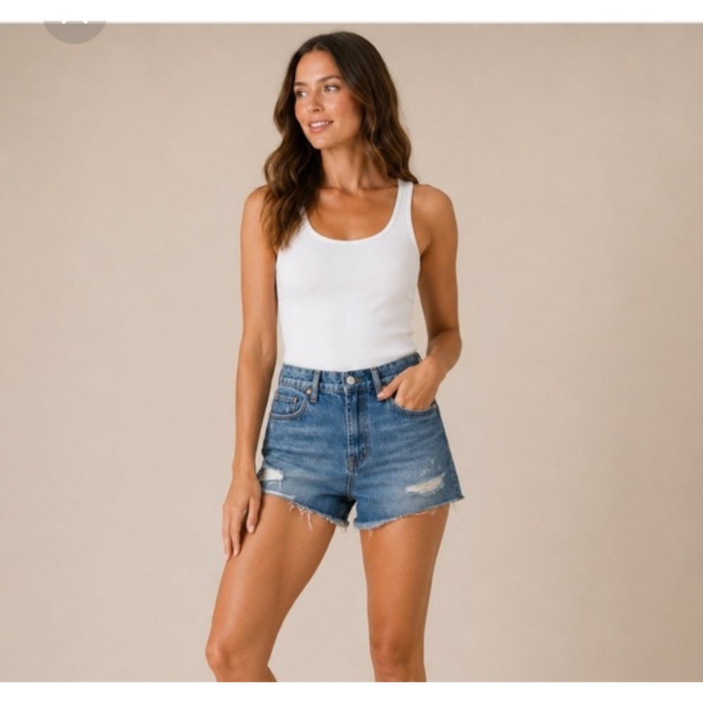 BlankNYC The Perry Mom Short Distressed High Rise Denim Shorts 29 Grunge